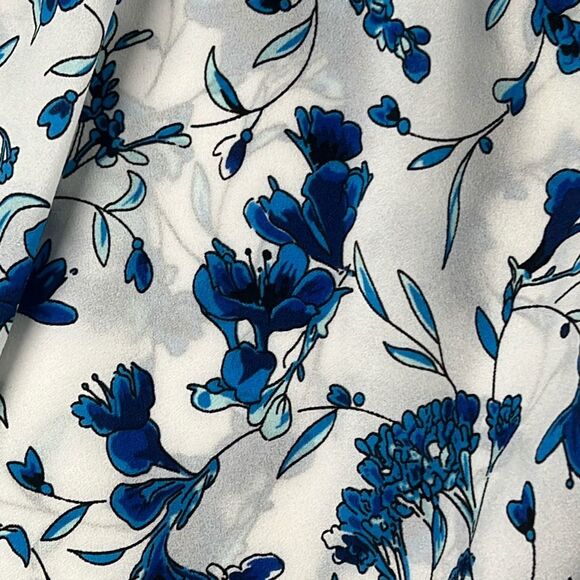 New French Connection Blue Floral Raglan Sleeve Blouse Size Small (315) - Picture 10 of 10